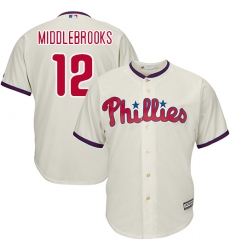 Youth Majestic Philadelphia Phillies #12 Will Middlebrooks Replica Cream Alternate Cool Base MLB Jersey