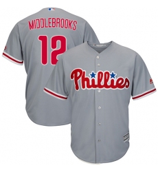 Youth Majestic Philadelphia Phillies #12 Will Middlebrooks Replica Grey Road Cool Base MLB Jersey