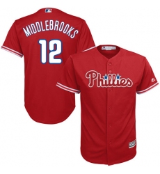 Youth Majestic Philadelphia Phillies #12 Will Middlebrooks Replica Red Alternate Cool Base MLB Jersey
