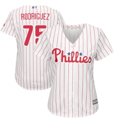 Women's Majestic Philadelphia Phillies #75 Francisco Rodriguez Authentic White/Red Strip Home Cool Base MLB Jersey