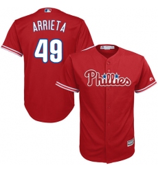 Men's Majestic Philadelphia Phillies #49 Jake Arrieta Replica Red Alternate Cool Base MLB Jersey