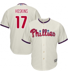 Men's Majestic Philadelphia Phillies #17 Rhys Hoskins Replica Cream Alternate Cool Base MLB Jersey