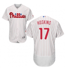 Men's Majestic Philadelphia Phillies #17 Rhys Hoskins White Home Flex Base Authentic Collection MLB Jersey