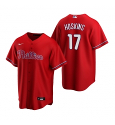 Men's Nike Philadelphia Phillies #17 Rhys Hoskins Red Alternate Stitched Baseball Jersey