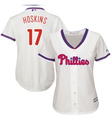 Women's Majestic Philadelphia Phillies #17 Rhys Hoskins Authentic Cream Alternate Cool Base MLB Jersey