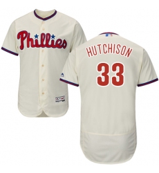 Men's Majestic Philadelphia Phillies #33 Drew Hutchison Cream Alternate Flex Base Authentic Collection MLB Jersey