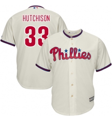 Youth Majestic Philadelphia Phillies #33 Drew Hutchison Authentic Cream Alternate Cool Base MLB Jersey