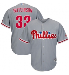 Youth Majestic Philadelphia Phillies #33 Drew Hutchison Authentic Grey Road Cool Base MLB Jersey