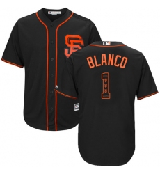 Men's Majestic San Francisco Giants #1 Gregor Blanco Authentic Black Team Logo Fashion Cool Base MLB Jersey