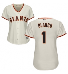 Women's Majestic San Francisco Giants #1 Gregor Blanco Authentic Cream Home Cool Base MLB Jersey