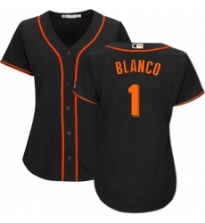 Women's Majestic San Francisco Giants #1 Gregor Blanco Replica Black Alternate Cool Base MLB Jersey