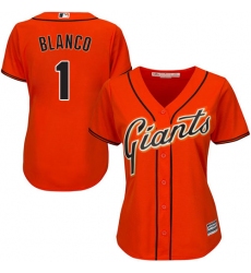 Women's Majestic San Francisco Giants #1 Gregor Blanco Replica Orange Alternate Cool Base MLB Jersey