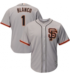 Youth Majestic San Francisco Giants #1 Gregor Blanco Replica Grey Road 2 Cool Base MLB Jersey