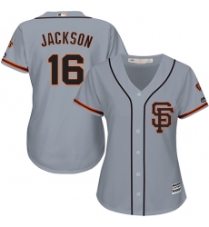 Women's Majestic San Francisco Giants #16 Austin Jackson Replica Grey Road 2 Cool Base MLB Jersey