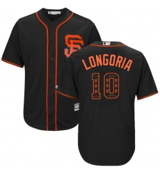 Men's Majestic San Francisco Giants #10 Evan Longoria Authentic Black Team Logo Fashion Cool Base MLB Jersey