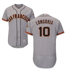 Men's Majestic San Francisco Giants #10 Evan Longoria Grey Road Flex Base Authentic Collection MLB Jersey