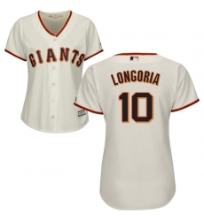 Women's Majestic San Francisco Giants #10 Evan Longoria Authentic Cream Home Cool Base MLB Jersey