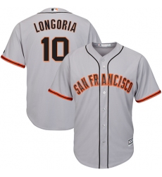 Youth Majestic San Francisco Giants #10 Evan Longoria Replica Grey Road Cool Base MLB Jersey