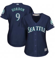 Women's Majestic Seattle Mariners #9 Dee Gordon Authentic Navy Blue Alternate 2 Cool Base MLB Jersey
