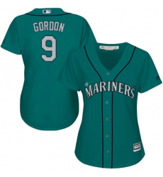 Women's Majestic Seattle Mariners #9 Dee Gordon Replica Teal Green Alternate Cool Base MLB Jersey