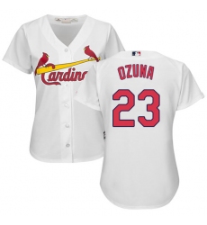 Women's Majestic St. Louis Cardinals #23 Marcell Ozuna Authentic White Home Cool Base MLB Jersey