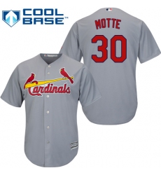 Youth Majestic St. Louis Cardinals #30 Jason Motte Replica Grey Road Cool Base MLB Jersey