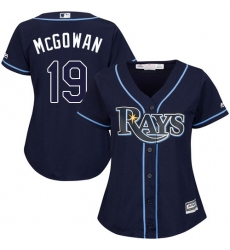 Women's Majestic Tampa Bay Rays #19 Dustin McGowan Authentic Navy Blue Alternate Cool Base MLB Jersey