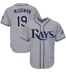 Youth Majestic Tampa Bay Rays #19 Dustin McGowan Authentic Grey Road Cool Base MLB Jersey