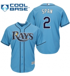 Men's Majestic Tampa Bay Rays #2 Denard Span Replica Light Blue Alternate 2 Cool Base MLB Jersey