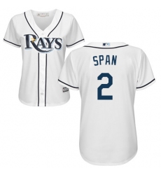 Women's Majestic Tampa Bay Rays #2 Denard Span Authentic White Home Cool Base MLB Jersey