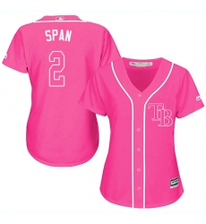 Women's Majestic Tampa Bay Rays #2 Denard Span Replica Pink Fashion Cool Base MLB Jersey