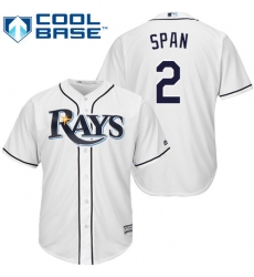 Youth Majestic Tampa Bay Rays #2 Denard Span Replica White Home Cool Base MLB Jersey