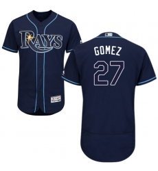 Men's Majestic Tampa Bay Rays #27 Carlos Gomez Navy Blue Alternate Flex Base Authentic Collection MLB Jersey