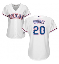 Women's Majestic Texas Rangers #20 Darwin Barney Authentic White Home Cool Base MLB Jersey