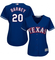 Women's Majestic Texas Rangers #20 Darwin Barney Replica Royal Blue Alternate 2 Cool Base MLB Jersey