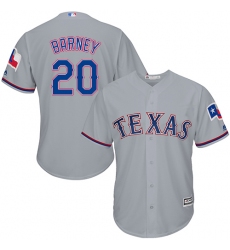 Youth Majestic Texas Rangers #20 Darwin Barney Authentic Grey Road Cool Base MLB Jersey