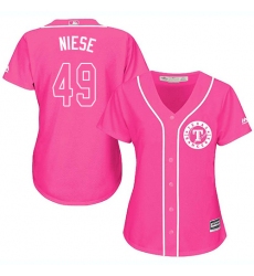 Women's Majestic Texas Rangers #49 Jon Niese Replica Pink Fashion Cool Base MLB Jersey