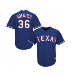 Men's Texas Rangers #36 Edinson Volquez Replica Royal Blue Alternate 2 Cool Base Baseball Jersey