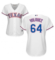 Women's Majestic Texas Rangers #64 Edinson Volquez Replica White Home Cool Base MLB Jersey