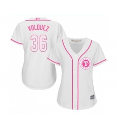 Women's Texas Rangers #36 Edinson Volquez Replica White Fashion Cool Base Baseball Jersey
