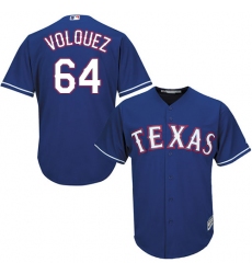Youth Majestic Texas Rangers #64 Edinson Volquez Replica Royal Blue Alternate 2 Cool Base MLB Jersey