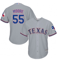 Youth Majestic Texas Rangers #55 Matt Moore Authentic Grey Road Cool Base MLB Jersey