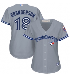 Women's Majestic Toronto Blue Jays #18 Curtis Granderson Authentic Grey Road MLB Jersey