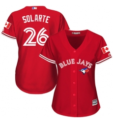 Women's Majestic Toronto Blue Jays #26 Yangervis Solarte Authentic Scarlet Alternate MLB Jersey