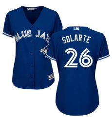 Women's Majestic Toronto Blue Jays #26 Yangervis Solarte Replica Blue Alternate MLB Jersey