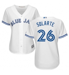 Women's Majestic Toronto Blue Jays #26 Yangervis Solarte Replica White Home MLB Jersey