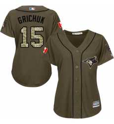 Women's Majestic Toronto Blue Jays #15 Randal Grichuk Replica Green Salute to Service MLB Jersey