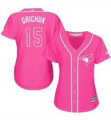 Women's Majestic Toronto Blue Jays #15 Randal Grichuk Replica Pink Fashion Cool Base MLB Jersey