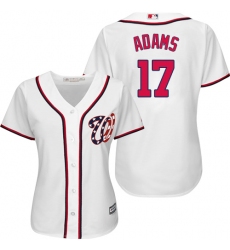 Women's Majestic Washington Nationals #17 Matt Adams Authentic White Home Cool Base MLB Jersey
