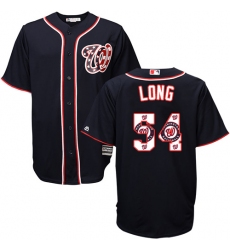 Men's Majestic Washington Nationals #54 Kevin Long Authentic Navy Blue Team Logo Fashion Cool Base MLB Jersey